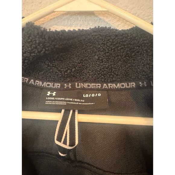 Men Under Armour UA Mission FZ Black Fleece Jacket Loose Fit Full Zip NWT - Picture 4 of 5